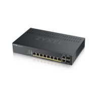 Комутатор ZyXEL GS1920-8HPv2, 10 Port Smart Managed Switch 8x Gigabit Copper and 2x Gigabit dual pers., hybrid mode, standalone or NebulaFlex Cloud, 130 Watt PoE, fanless