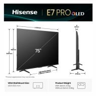 Телевизор Hisense 75" E7Q Pro, 4K Ultra HD 3840x2160, QLED, Quantum Dot, 144Hz, HDR 10+ adaptive, HLG, Dolby Vision, Hi-Concerto,Dolby Vision Atmos, Smart TV, WiFi 5GHz, WiFi Direct,Light Sensor, BT, Anyview Cast, 4xHDMI, 2xUSB, LAN, CI+, DVB-T2/C/S2, Bla