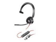 HP Poly Blackwire 3310 Monaural Microsoft Teams Certified USB-C Headset +USB-C/A Adapter
