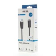 Кабел HAMA, USB 3.0 A мъжко - USB 3.0 Micro-B мъжко, 1.5 м, 5Gbit/s, Черен