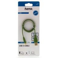 Кабел Hama Flexi-Slim USB-C - USB-A 2.0 мъжко, 0.75м, Зелен