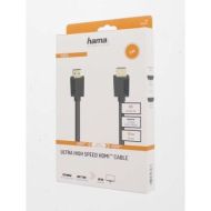 Кабел HAMA High Speed, HDMI мъжко - HDMI мъжко, 8K, 48GB/s, Ethernet, 1 м, Позл. конектори, Черен