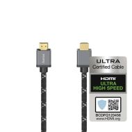 Кабел HAMA Ultra HD, HDMI мъжко - HDMI мъжко, 8K, 48GB/s, Метал, 1 м, Позл. конектори, Черен