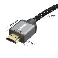 Кабел HAMA Ultra HD, HDMI мъжко - HDMI мъжко, 8K, 48GB/s,метал, 3 м, Позл. конектори, Ethernet, Черен