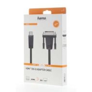 Кабел HAMA 205018, HDMI мъжко - DVI/D мъжко, 1.5 м, Екраниран, Черен