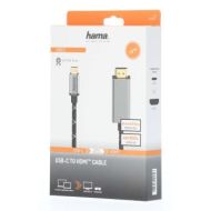 Кабел HAMA 200507, USB-C мъжко - HDMI мъжко, Ultra-HD, 4K@60 Hz, 1.5м, Черен