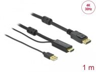 Кабел Delock HDMI мъжко - DisplayPort USB мъжко, 4K 30 Hz, 1 м, Черен