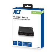 3 портов HDMI суич ACT AC7845, 4K@60Hz, USB, Дистанционно, Черен