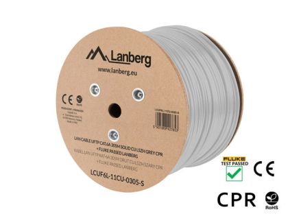 Кабел Lanberg LAN cable CAT.6a uftp 305m solid cu lszh grey cpr + fluke passed