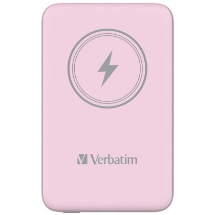 Външна батерия Verbatim MCP-10PK Power Pack 10000 mAh with UBS-C PD 20W / Magnetic Wireless Charging 15W Pink