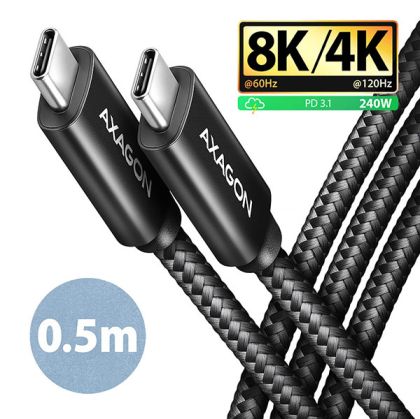 Cable USB4 C-C, M/M, 0.5m, 8K,AXAGON BUCM4X-CM05AB