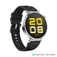 Часовник Huawei Watch GT5 Jana-B19F, 1.32", Amoled 466x466 PPI 352, , BT5.2 BLE/BR/EDR, 5ATM, 524mAh, Screenshot sharing, support message input, message notifications, Battery life up to 7 days, Compatible with iOS and Android devices, Black Fluoroelastom