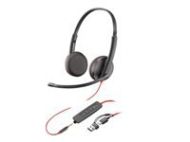 HP Poly Blackwire 3225 Stereo USB-C Headset +3.5mm Plug +USB-C/A Adapter Bulk